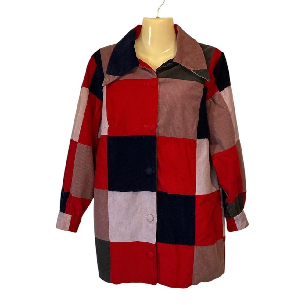 Vintage Corduroy Patchwork Jacket Bohemian Retro Multicolored Dolly Coat